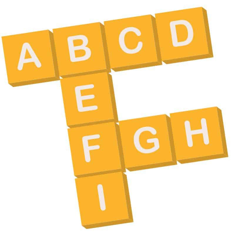 Illustration d'un jeu de lettres pour un jeu de piste