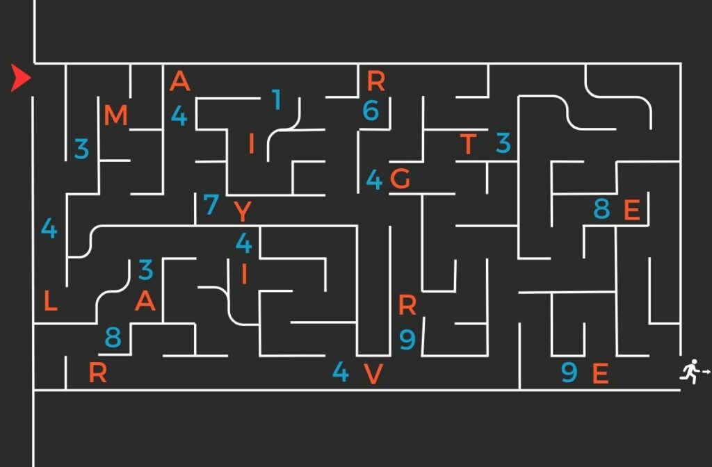 Labyrinthe des ogres, exemple d'énigme de labyrinthe pour un jeu de piste