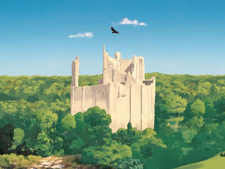 Illustration du jeu : la cité médiévale de Chauvigny sur son éperon rocheux
